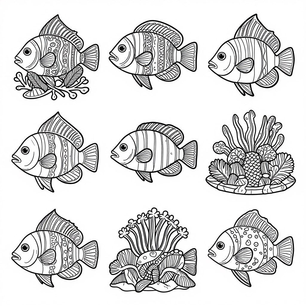 Reef Fish coloring pages collection - 30 free printable pages