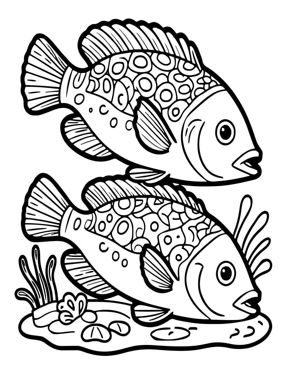 Wrasse Cleaning Station - free printable coloring page