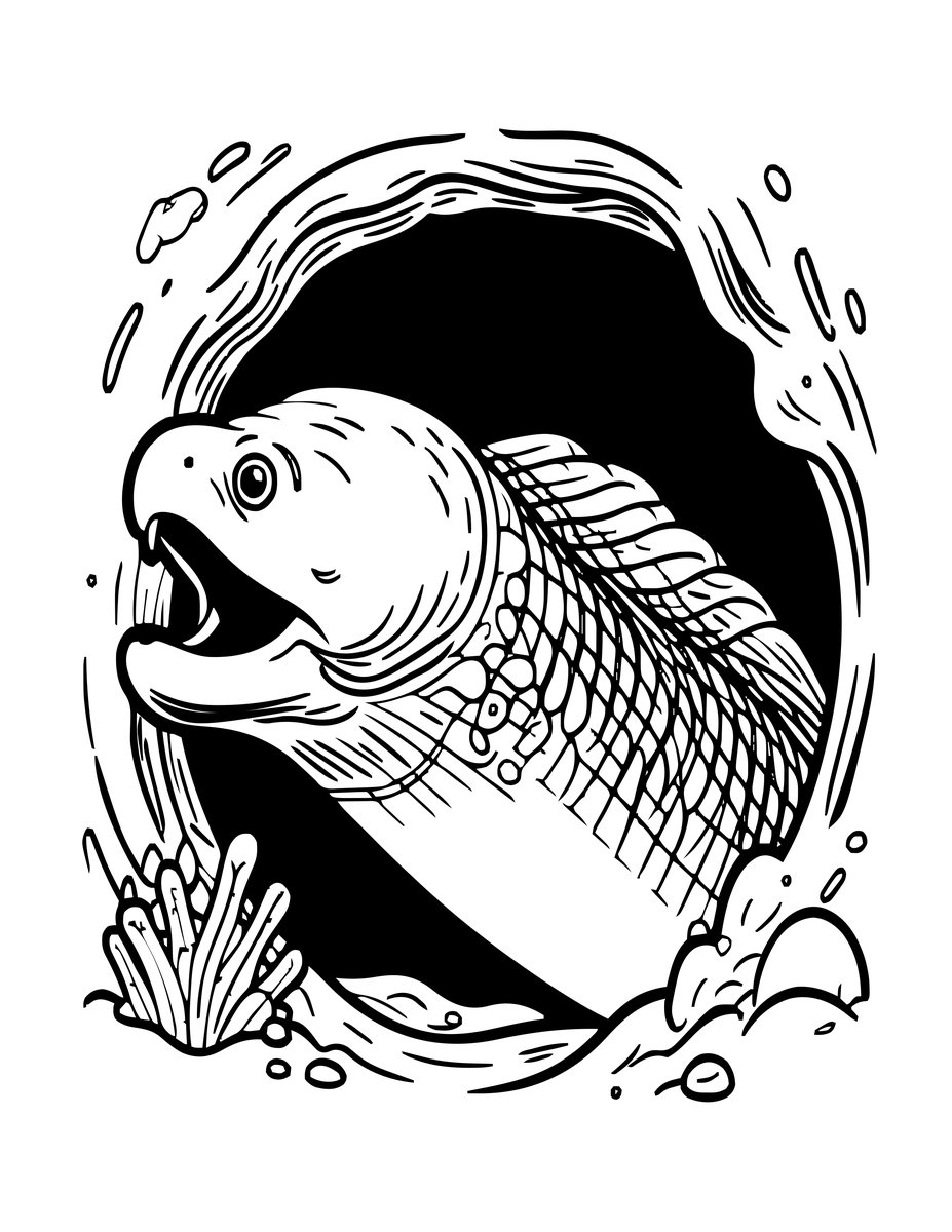 Moray Eel Portrait - free printable coloring page