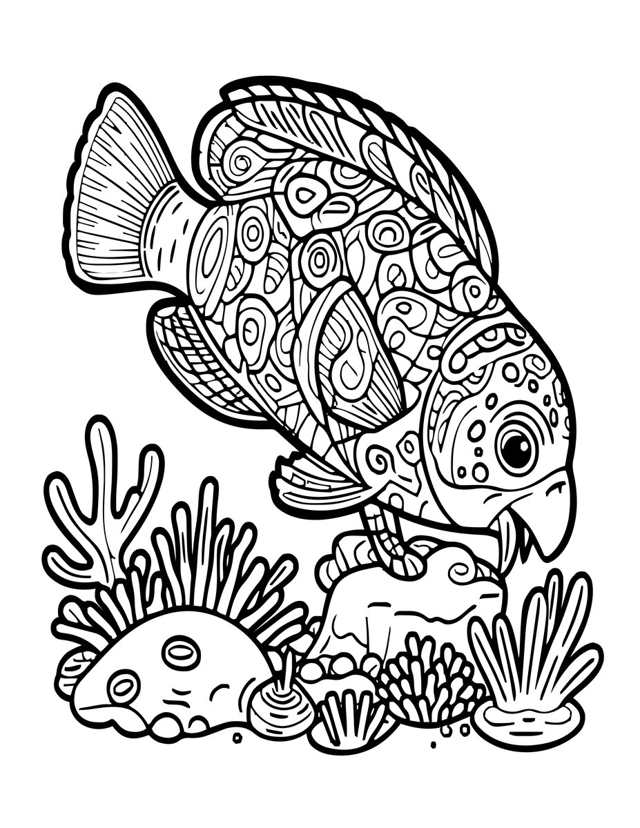 Parrotfish - free printable coloring page