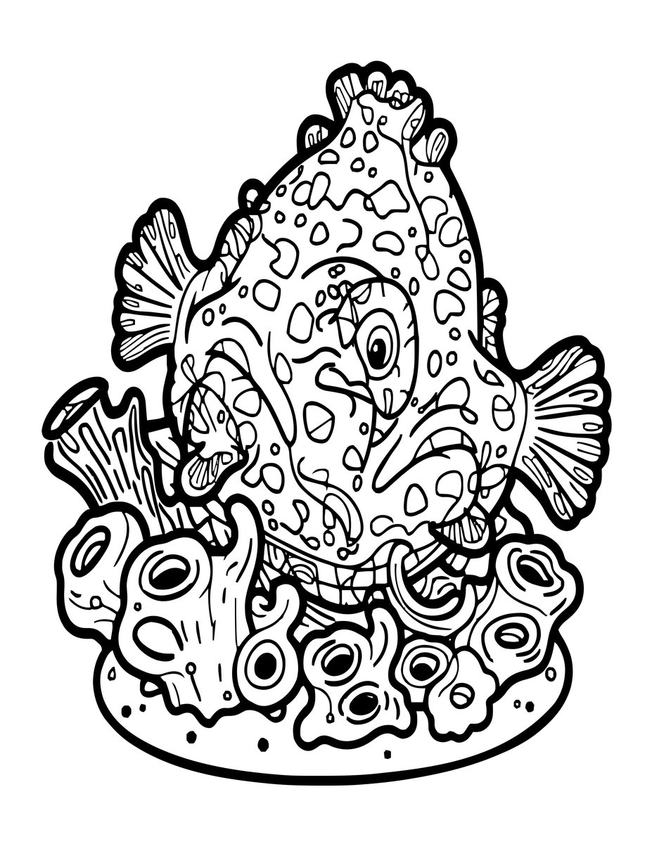 Frogfish - free printable coloring page