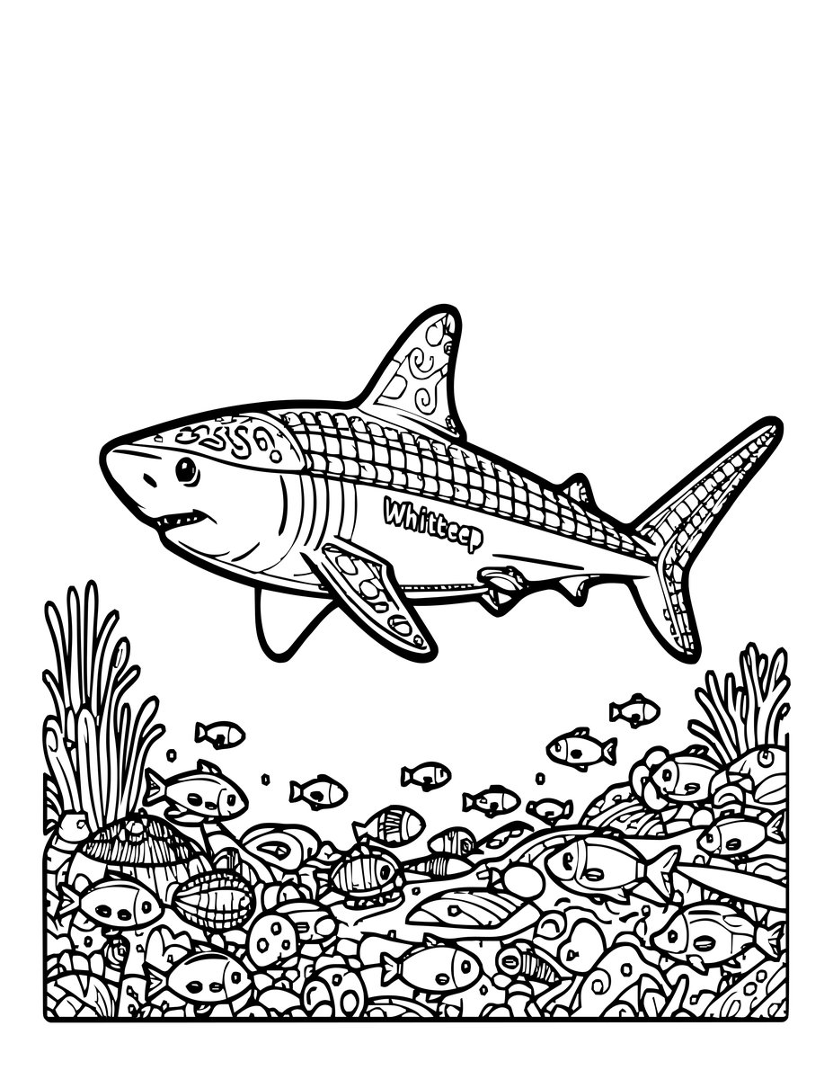 Reef Shark Patrol - free printable coloring page