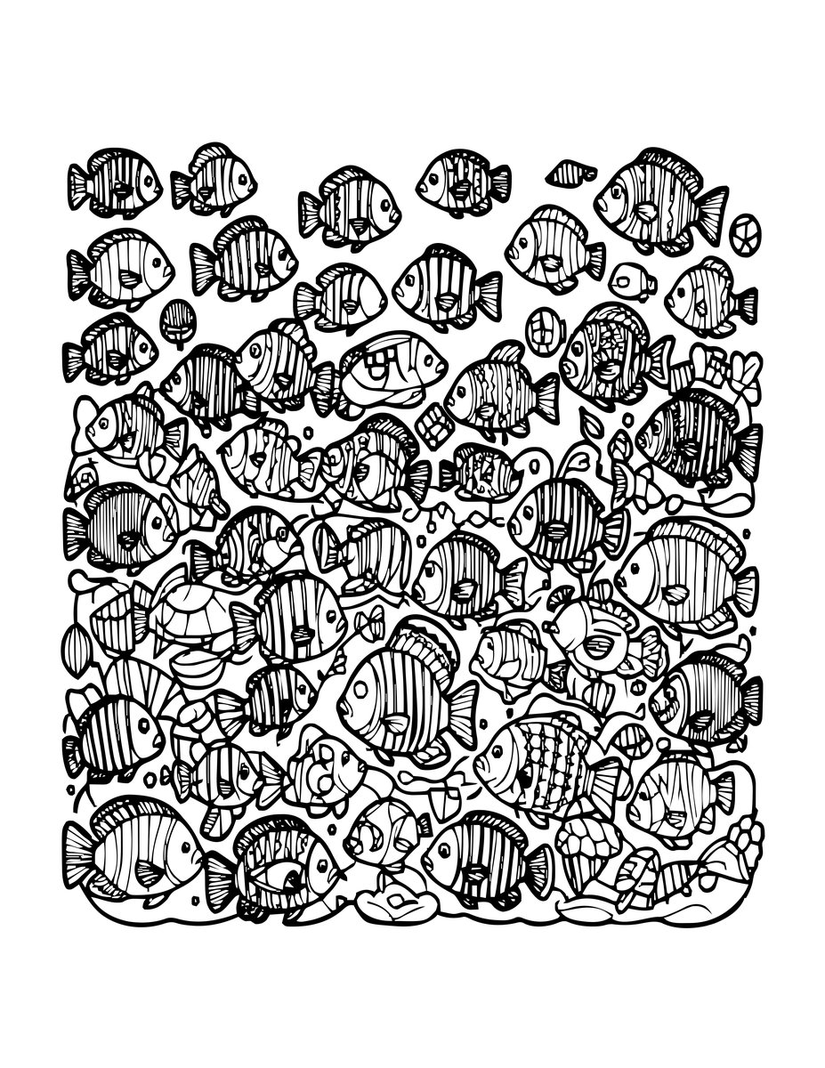 Reef Fish Panorama - free printable coloring page