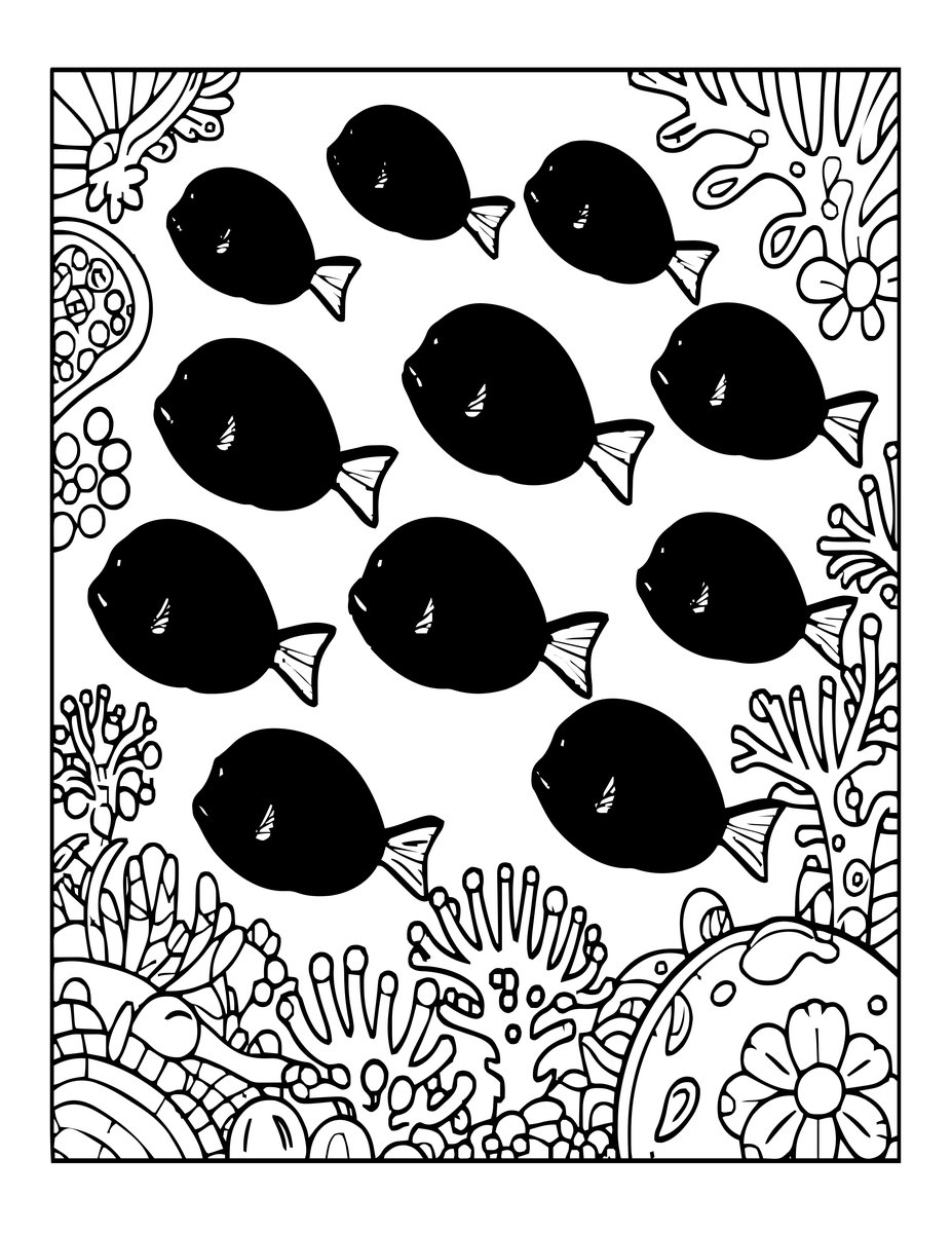 Blue Tang School - free printable coloring page