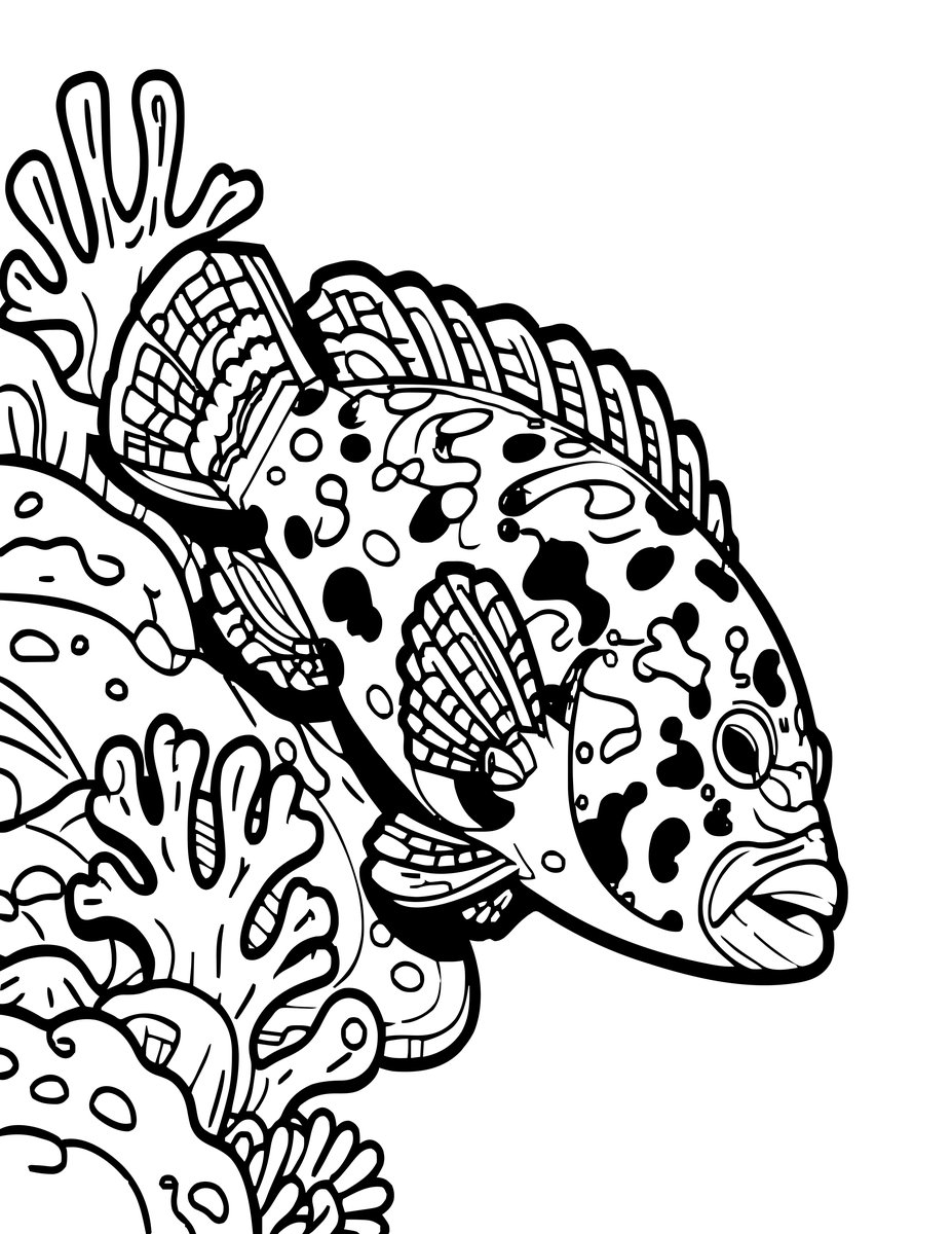 Spotted Grouper - free printable coloring page