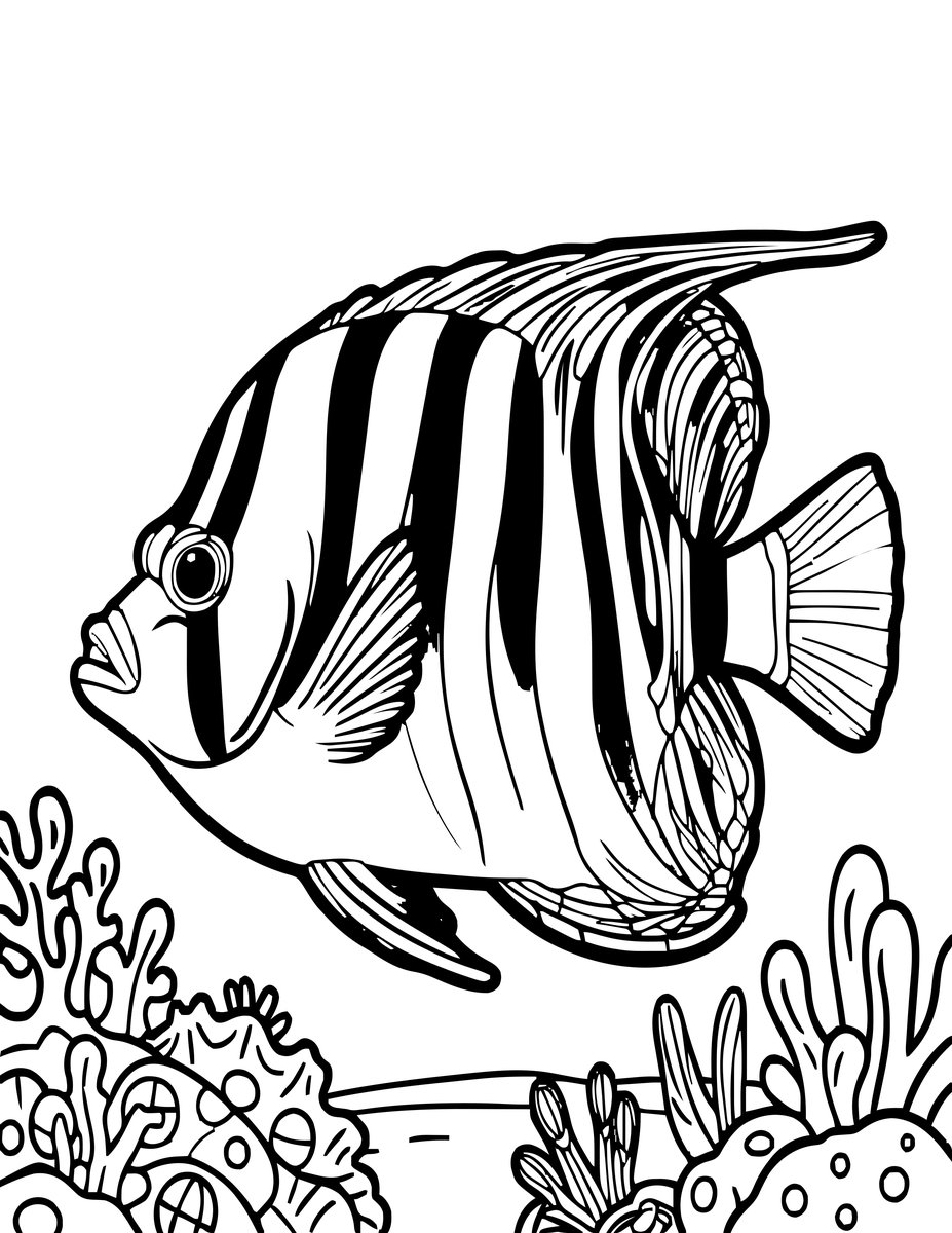Angelfish - free printable coloring page