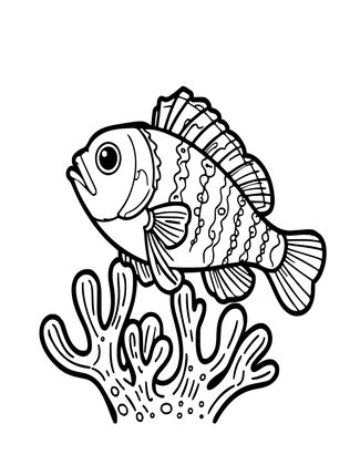 Goby on Coral - Free printable coloring page