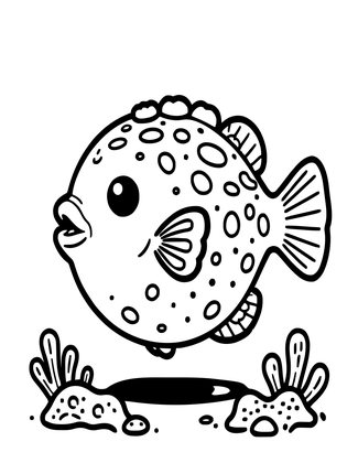 Pufferfish Portrait - Free printable coloring page