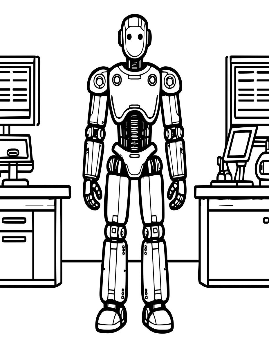 Humanoid Robot - free printable coloring page