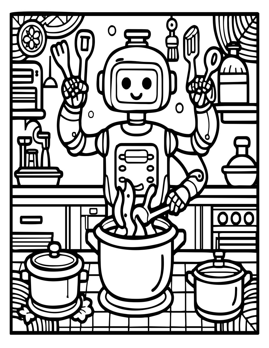 Robot Chef - free printable coloring page