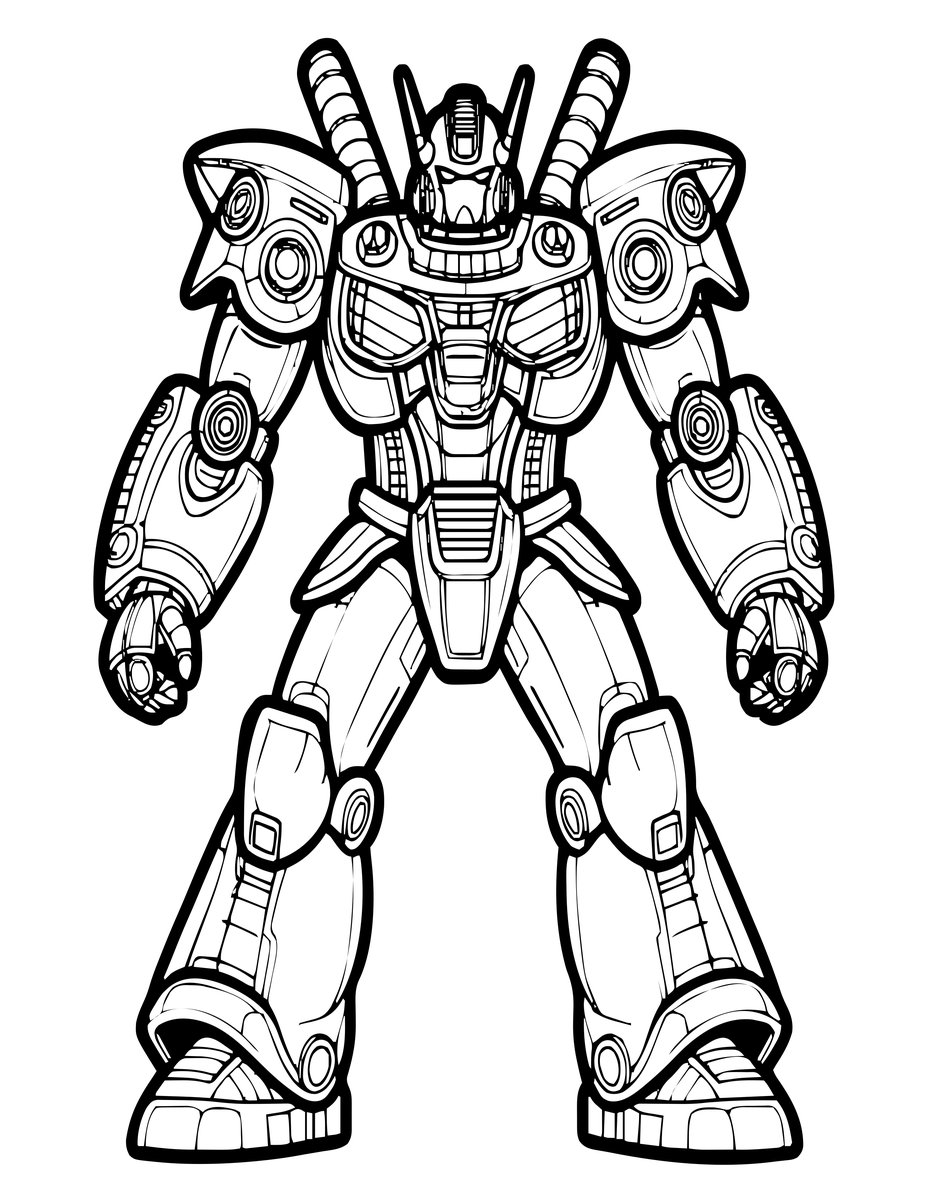 Mecha Warrior - free printable coloring page
