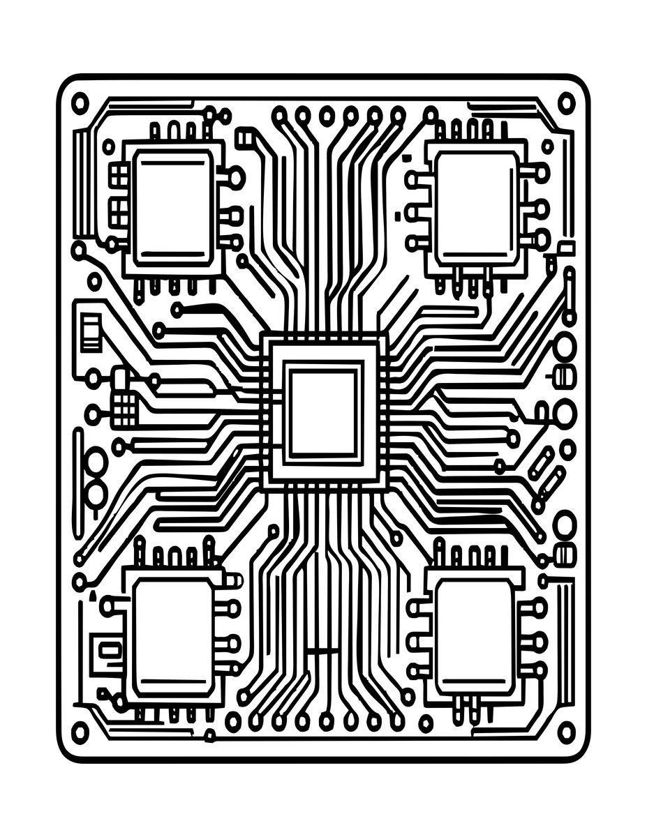 Circuit Board - free printable coloring page