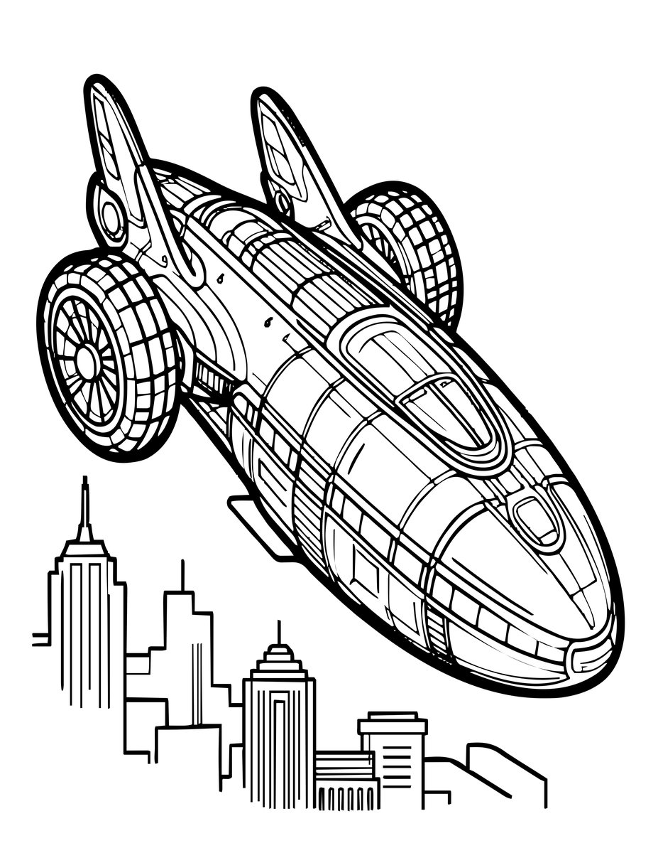 Flying Car - free printable coloring page