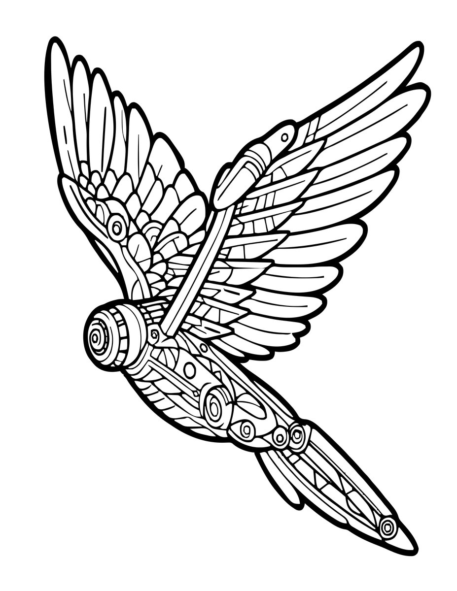 Cybernetic Wing - free printable coloring page