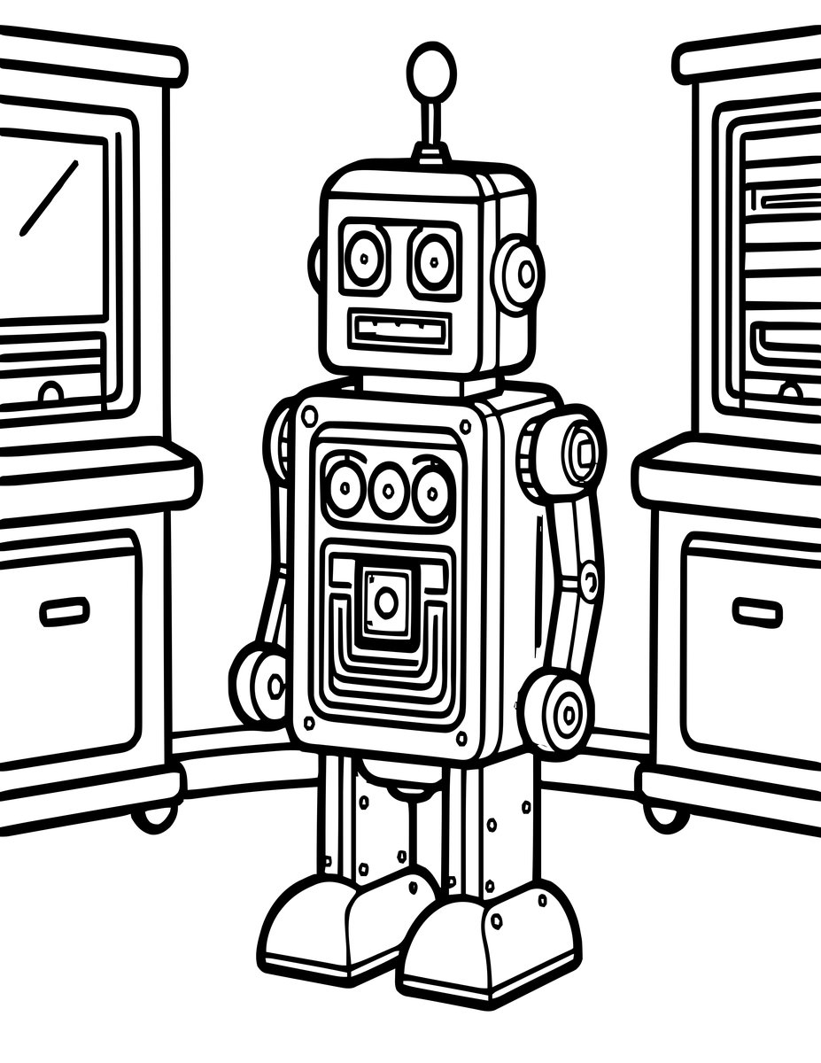 Retro Robot - free printable coloring page