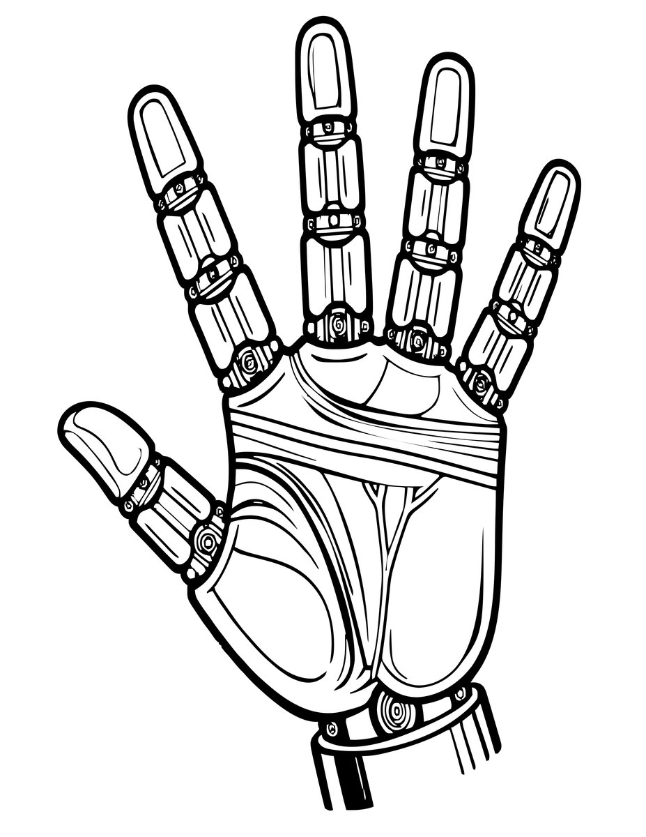 Mechanical Hand - free printable coloring page