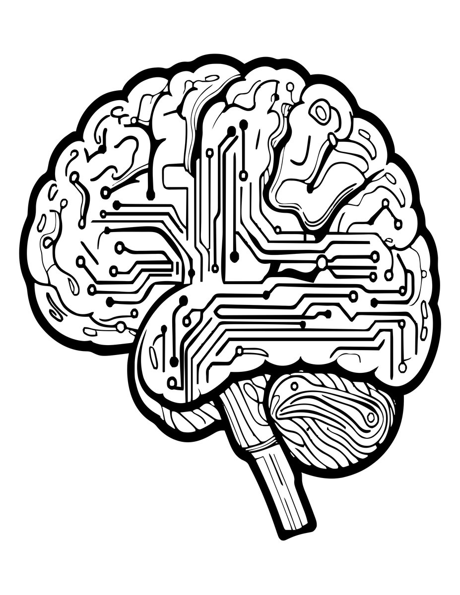 AI Brain - free printable coloring page