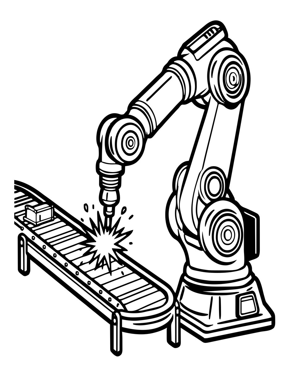 Factory Robot Arm - free printable coloring page