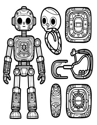 Robot Assembly - Free printable coloring page