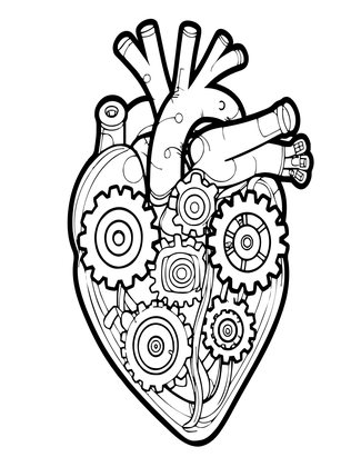 Mechanical Heart - Free printable coloring page