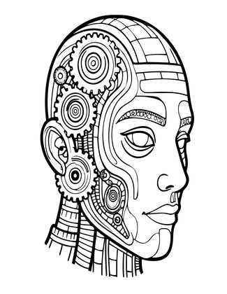 Cyborg Portrait - Free printable coloring page