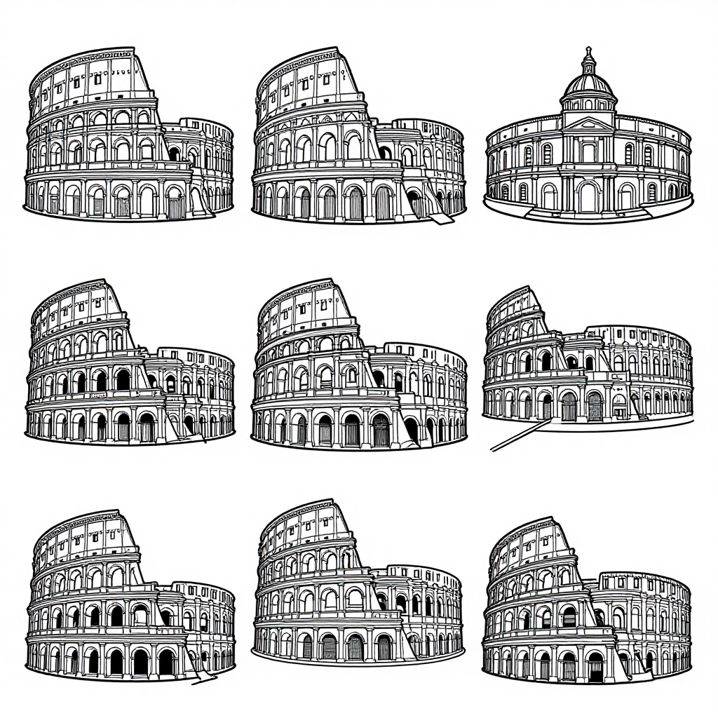 Roman Colosseum coloring pages collection - 30 free printable pages
