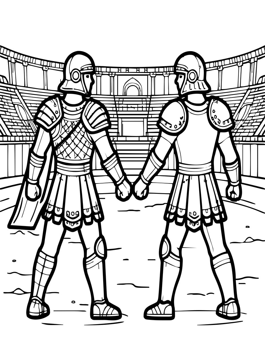 Gladiatorial Combat - free printable coloring page