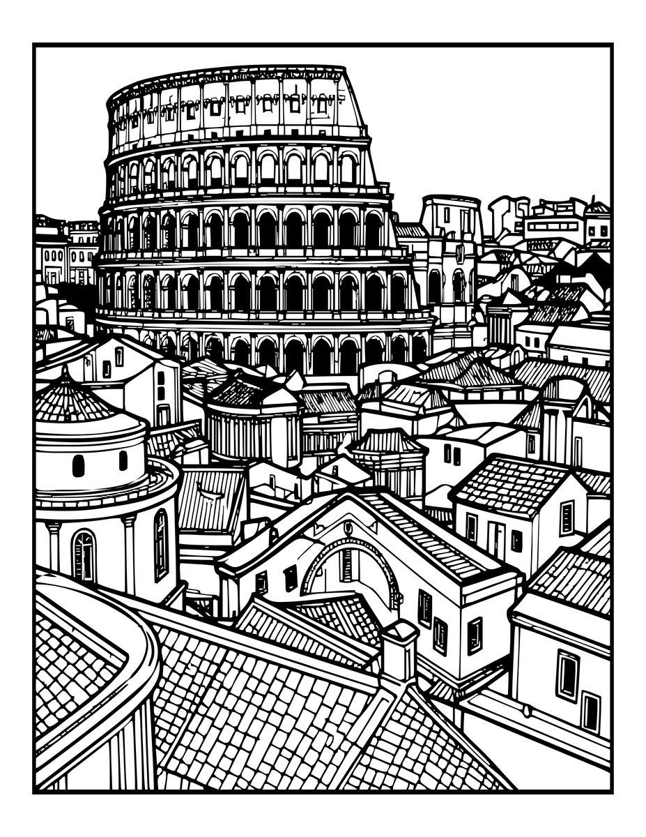 Rooftop View - free printable coloring page