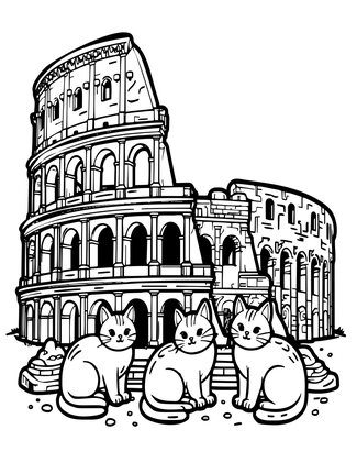 Cat Colony - Free printable coloring page
