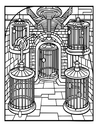 Underground Cages - Free printable coloring page