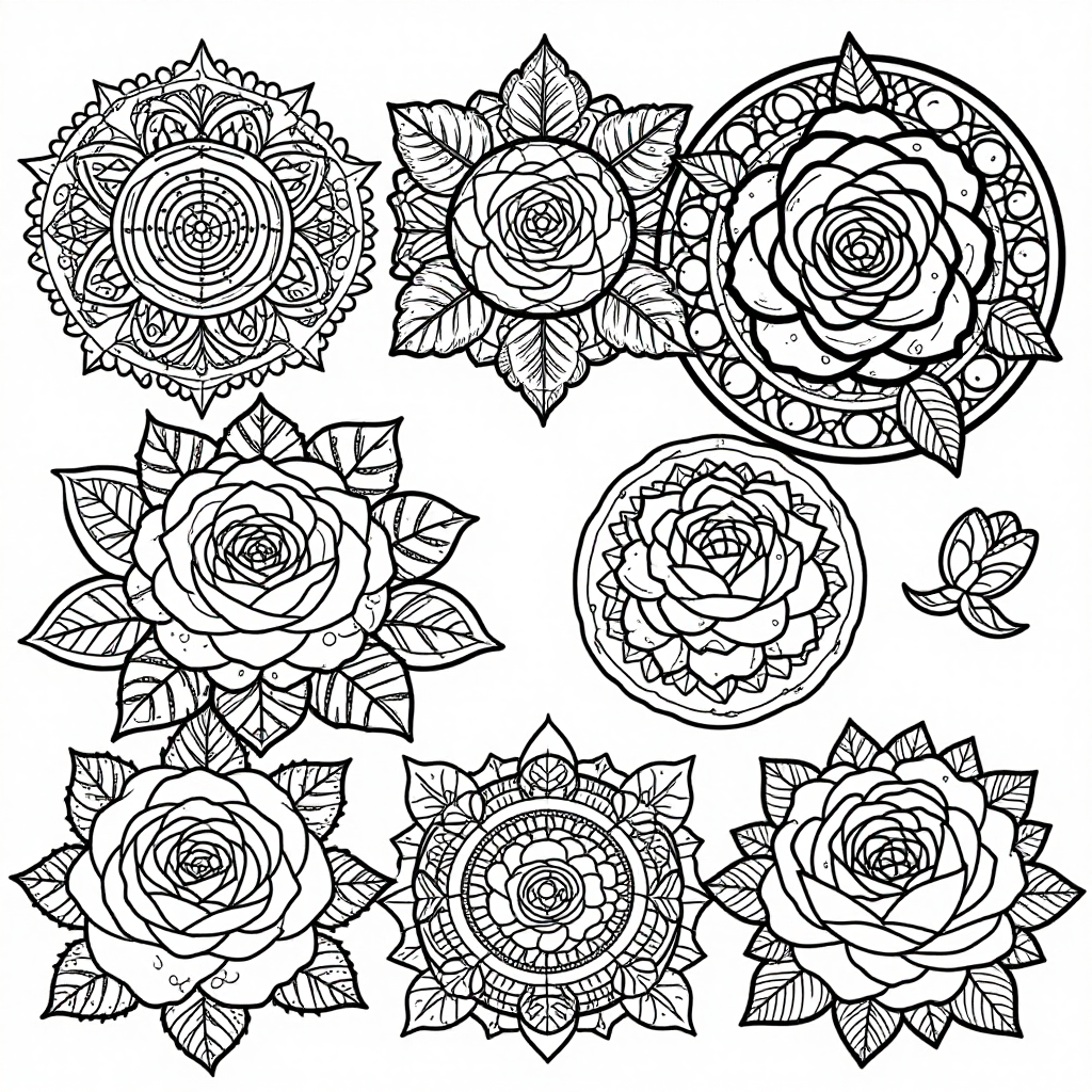 Rose Gardens coloring pages collection - 30 free printable pages