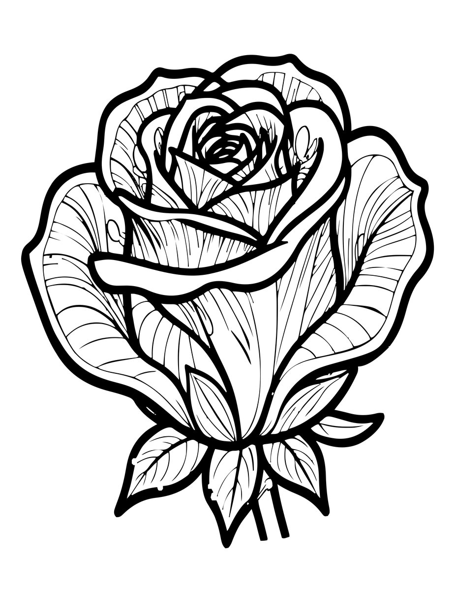 Morning Rose - free printable coloring page