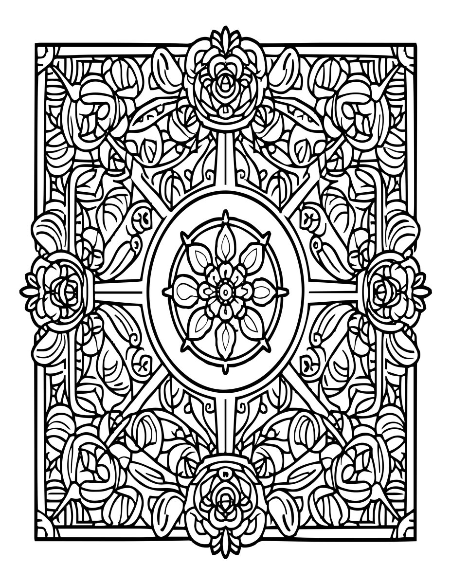 Victorian Rose Garden - free printable coloring page