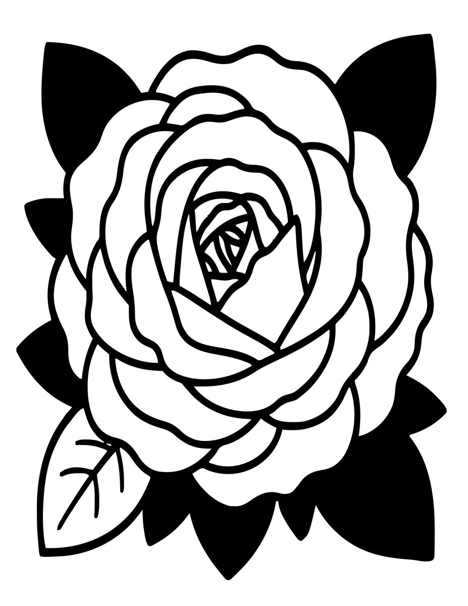 White Tea Rose - free printable coloring page