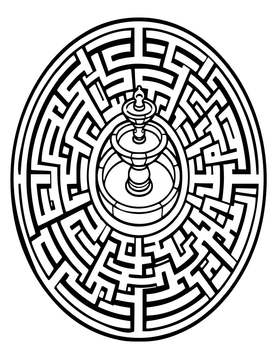 Rose Labyrinth - free printable coloring page