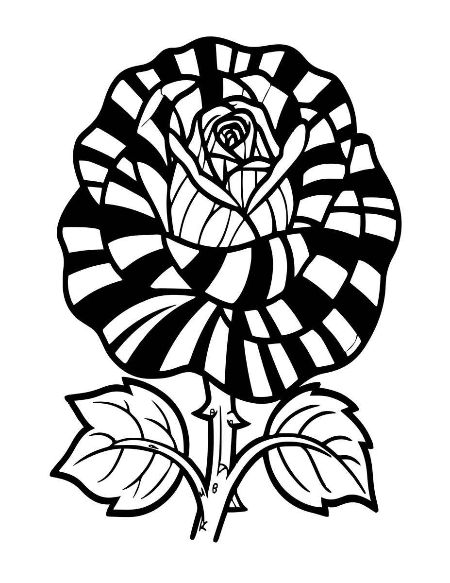 Striped Rose - free printable coloring page