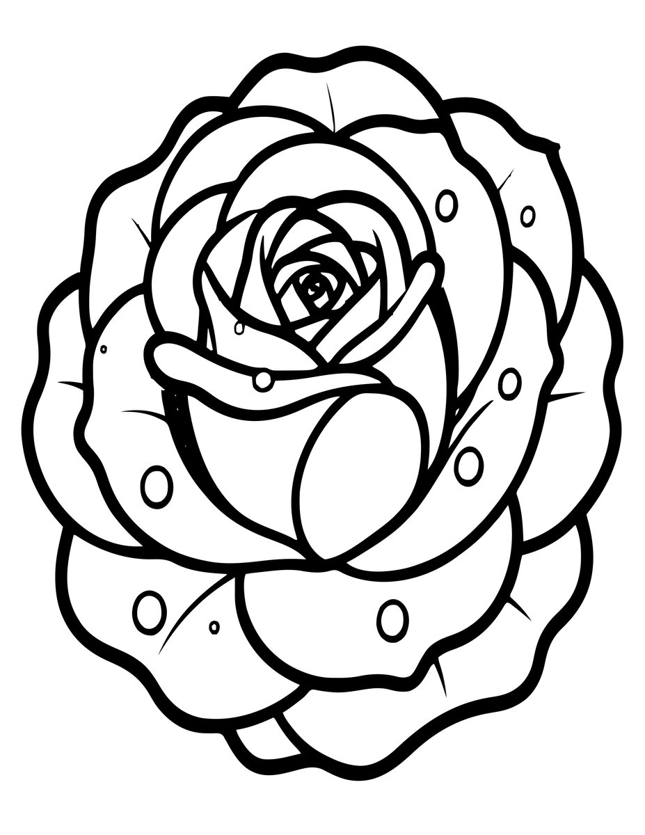 Rose in Rain - free printable coloring page