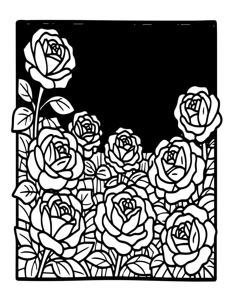 Rose at Dusk - free printable coloring page