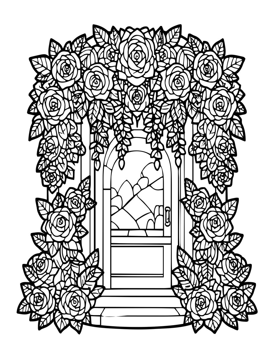 Rose Bower - free printable coloring page