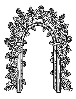 English Rose Arch - Free printable coloring page