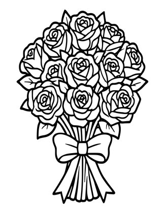 Rose Bouquet - Free printable coloring page