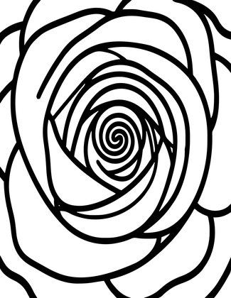 Rose Center Close-up - Free printable coloring page