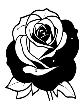 Single Red Rose - Free printable coloring page