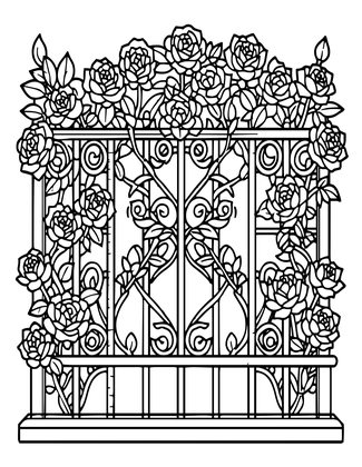 Trellis of Roses - Free printable coloring page
