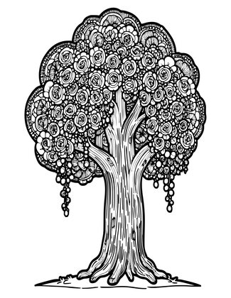 Rambler Rose Tree - Free printable coloring page
