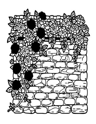 Climbing Rose Wall - Free printable coloring page