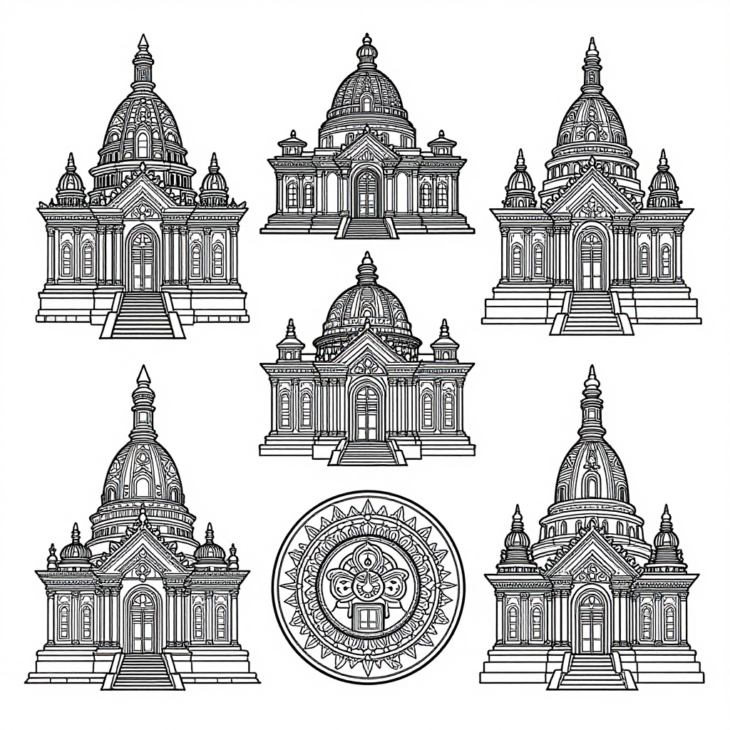 Sacred Temples coloring pages collection - 30 free printable pages