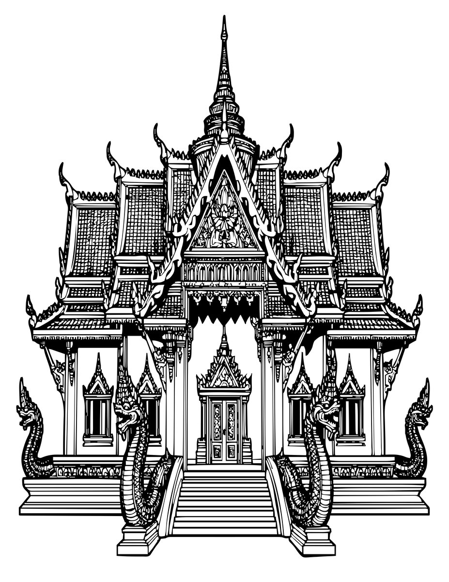 Thai Wat - free printable coloring page