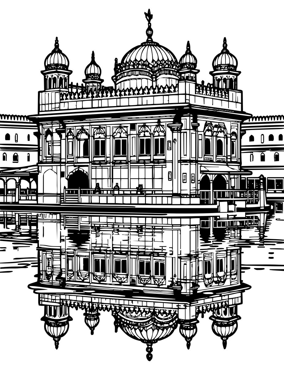 Sikh Golden Temple - free printable coloring page