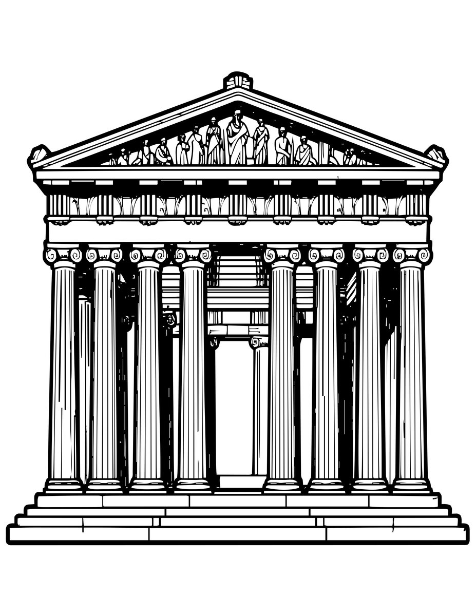Greek Parthenon - free printable coloring page